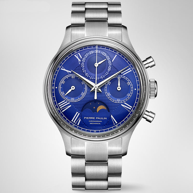 PIERRE PAUUN Chronograph Mechanical Handwind Blue