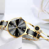 Binger Elegant Ceramics Bracelet Gold Black B-1185 - Grmontre Watches