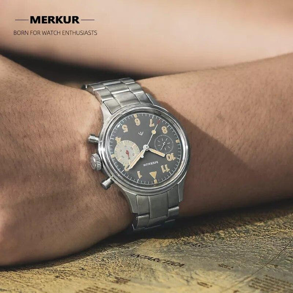 MERKUR Chronograph Mechanical Seagull TY2901 Vintage Pilot