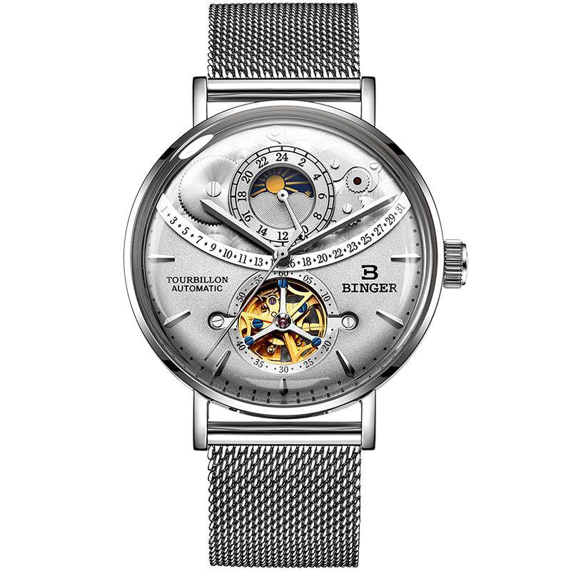 BINGER Automatic Watch Men Skeleton Mechanical Wrist Relogio Masculino B-10002G - Grmontre Watches