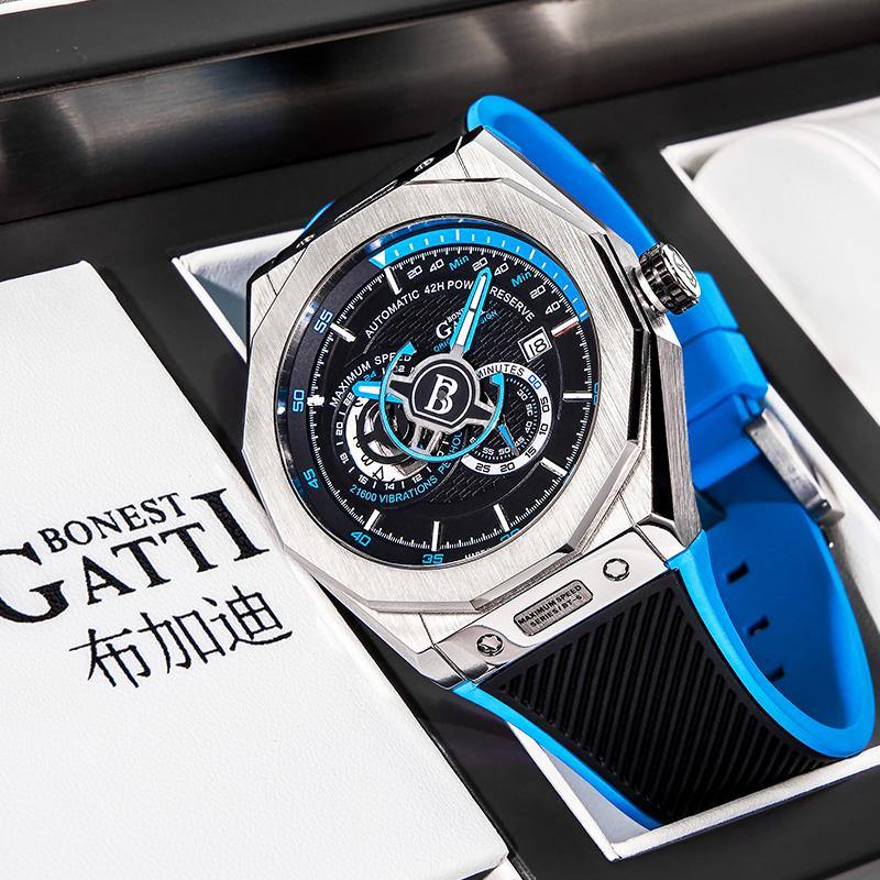 BONEST GATTI King's Speed Automatic Rubber Blue BG8601 - Grmontre Watches