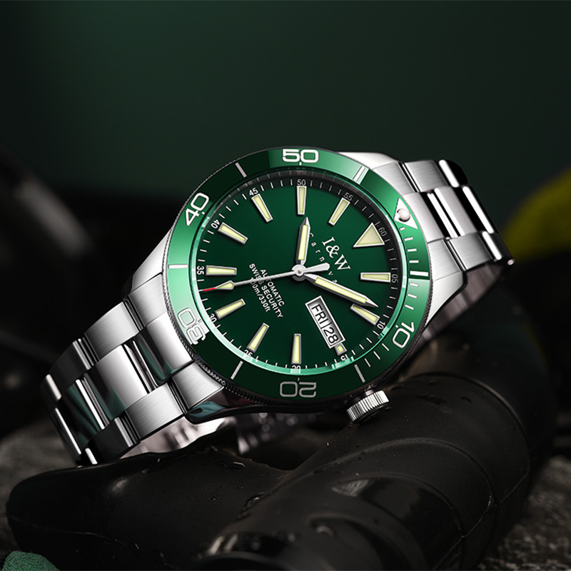 Swiss I W Carnival Brand Men Diver Automatic Watch Sports Green