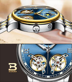 Binger Brand Stainless Steel Skeleton Mechanical Men Watches Waterproof B-8607 - Grmontre Watches