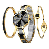 Binger Elegant Ceramics Bracelet Gold Black B-1185 - Grmontre Watches