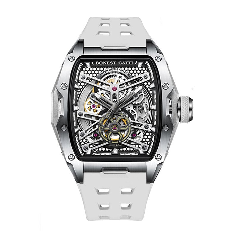 BONEST GATTI Men Automatic Watch Luxury 46MM Tonneau Mechanical ...