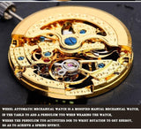 Binger Luxury Gold Automatic Watches Mens Skeleton Fashion Business Watch  B-5066 - Grmontre Watches