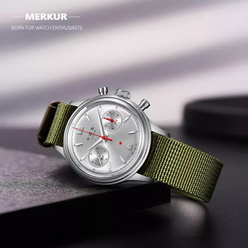 Merkur Red Army Mechanical Chronograph Metal Silver