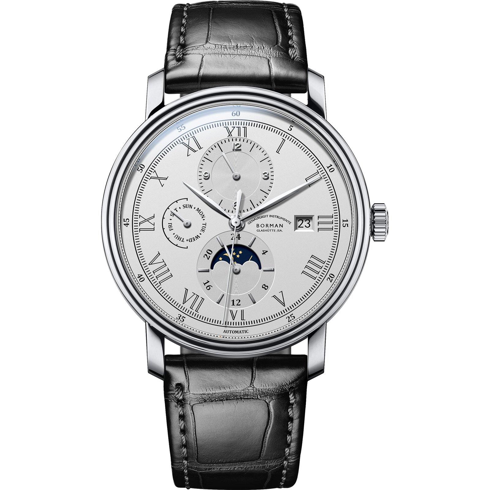 BORMAN 801 Leather Automatic White - Grmontre Watches