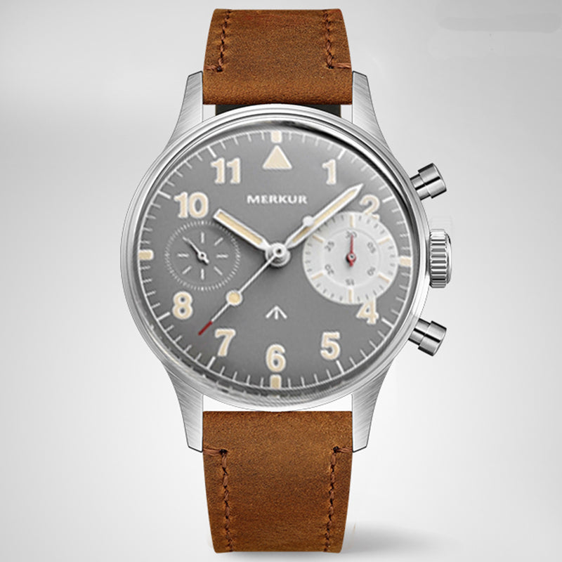 MERKUR Chronograph Mechanical Seagull TY2901 Flieger Watch Vintage